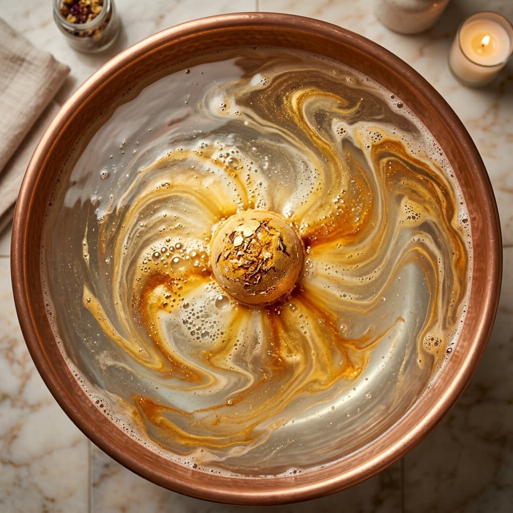 Bath bomb dissolving in water